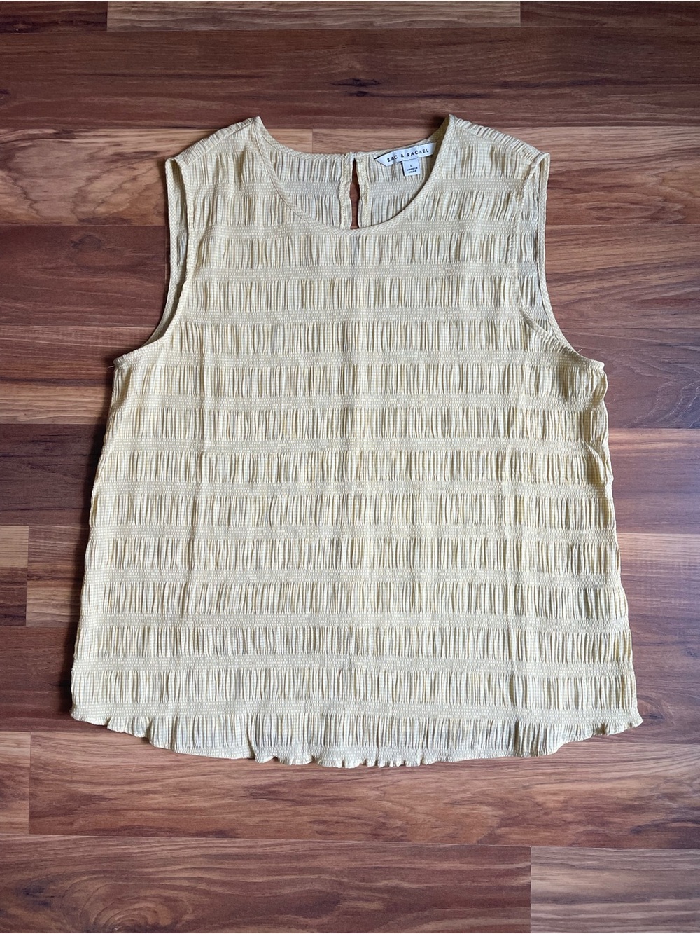 Zac & Rachel Light Yellow Textured Gingham Sleeveless Blouse Size Large